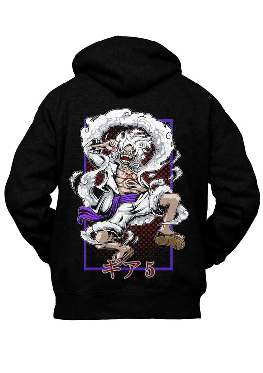 Felpa con Cappuccio Retro Monkey D Luffy Rubber Gear 5 One Piece Anime