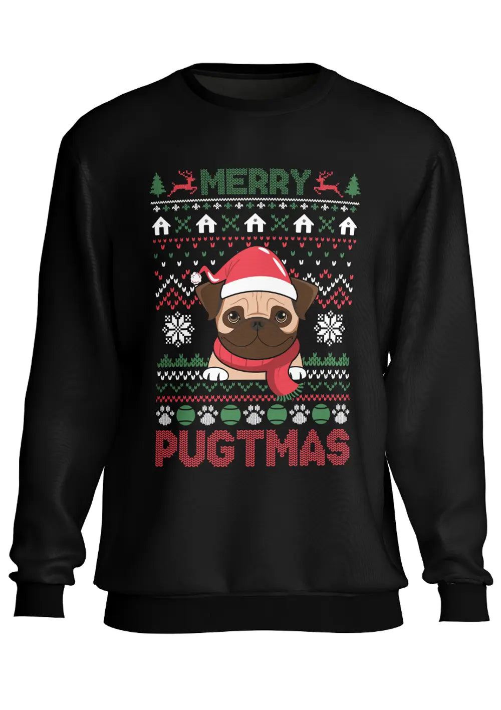 Felpa a Girocollo Natalizia Cane Merry Pugtmas