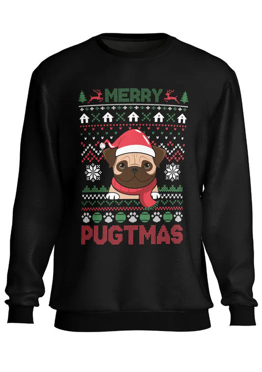 Felpa a Girocollo Natalizia Cane Merry Pugtmas
